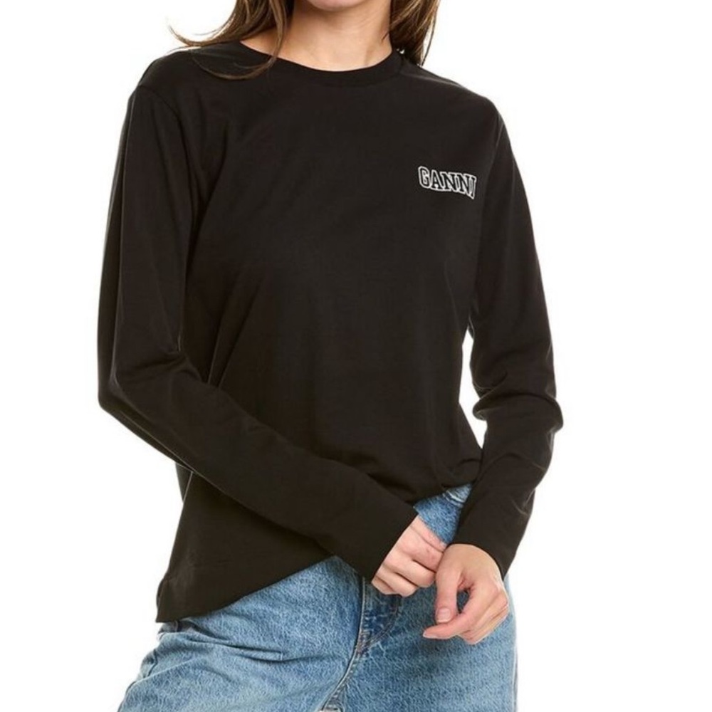 Ganni Black Long Sleeve Top